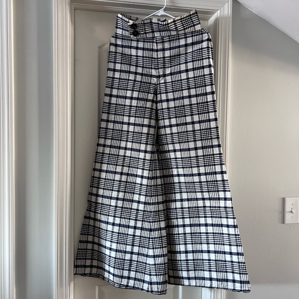 Vintage Wide Leg Plaid Pants